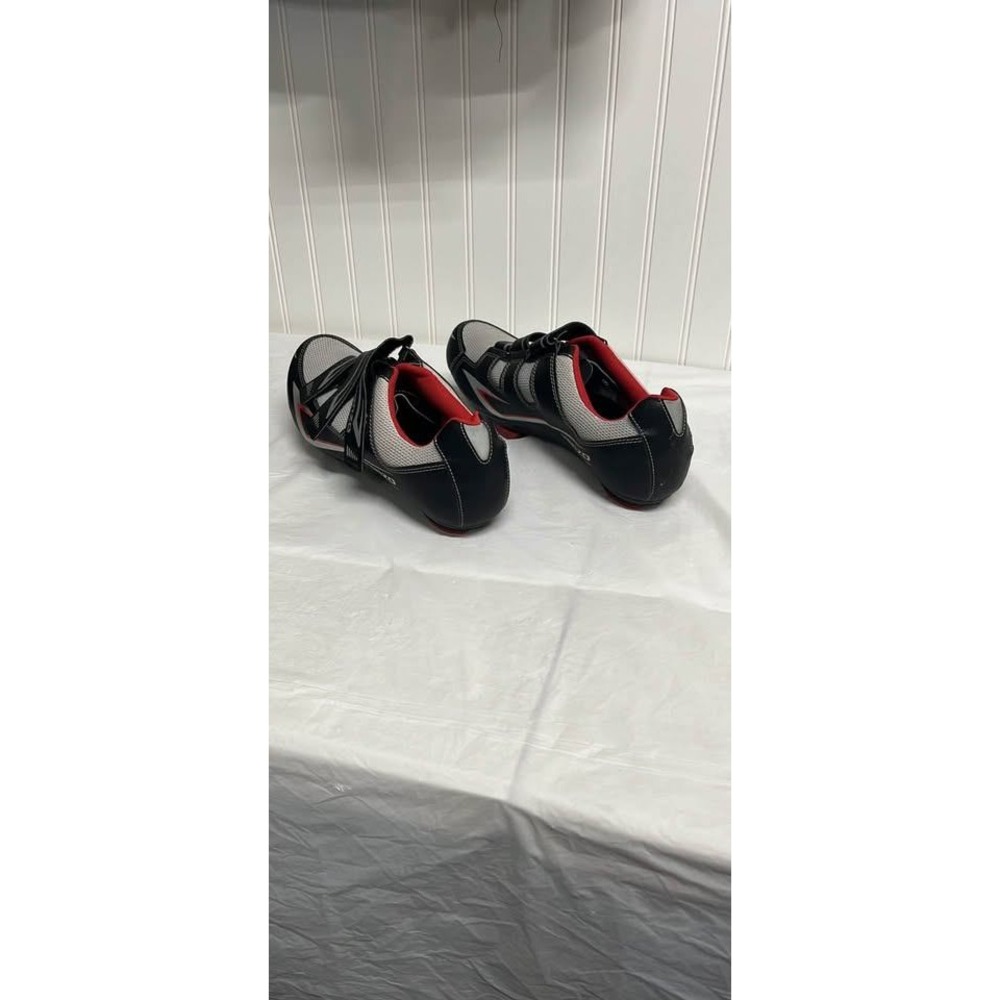 Venzo Men Road Cycling Shoes Black Silver Red 3-Strap Size US 13 EU 48 - Picture 4 of 8